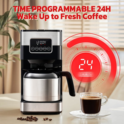 Touch Screen Programmable Drip Coffee Maker, Stainless Steel, Pause & Serve, Customizable Brew Strength