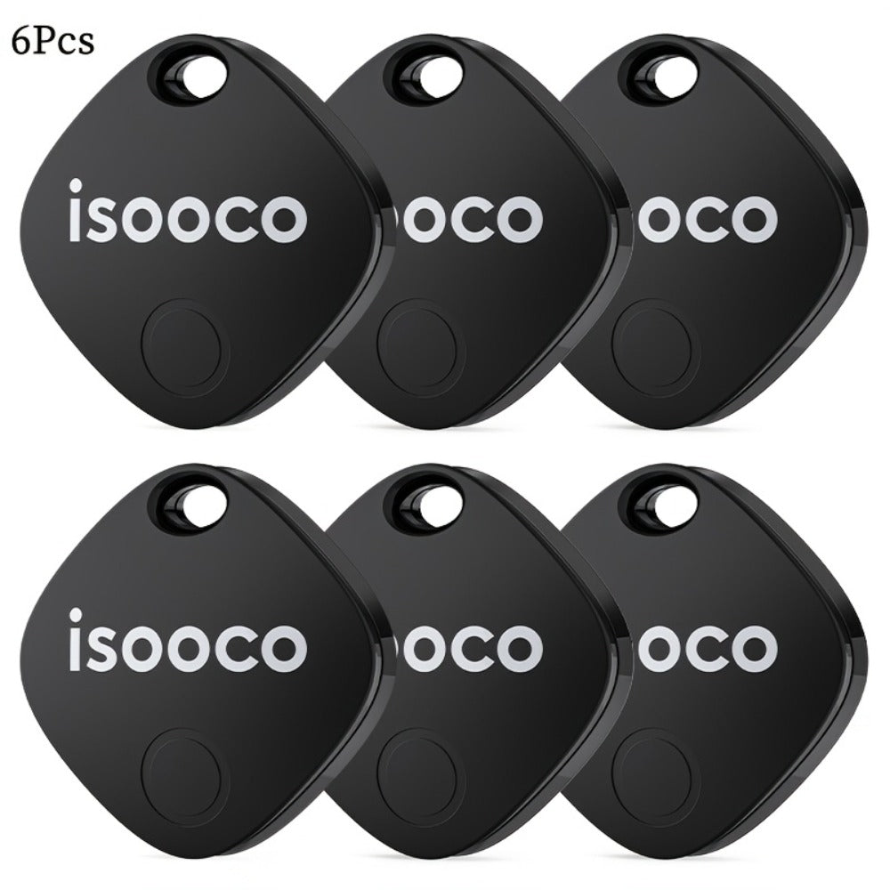 Black Mini Item Tracker Tags Six-Piece Set with Keyring Holes and One 6-Pack Checkout Pictured