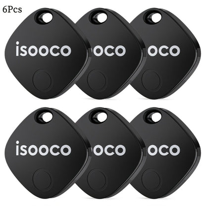 Black Mini Item Tracker Tags Six-Piece Set with Keyring Holes and One 6-Pack Checkout Pictured