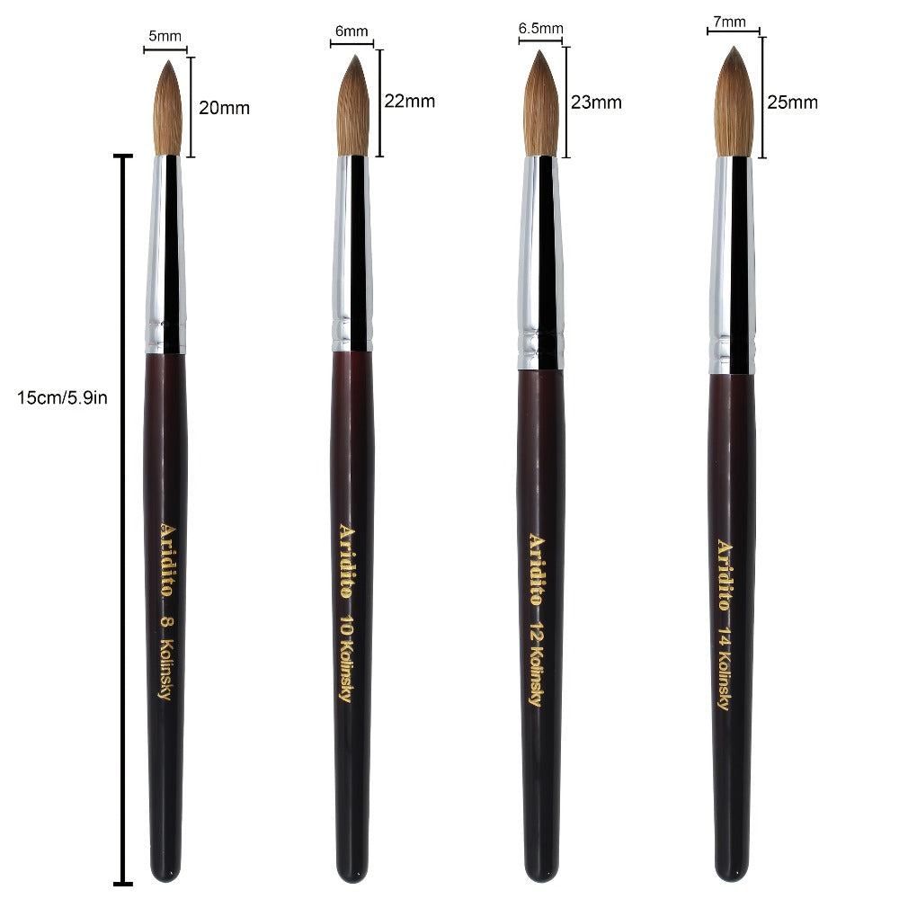 Kolinsky Acrylic Nail Brush Round Head Red Wine Wooden Handle – Professional Brush for Acrylic Extension Nail Art Sculpting & Manicure