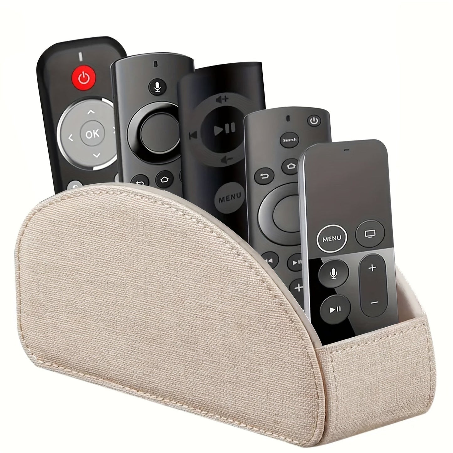 Faux Leather Desktop Organizer 5 Compartments – Multifunctional Remote Control Holder Caddy, Pen Holder Storage Box for Remote Controls