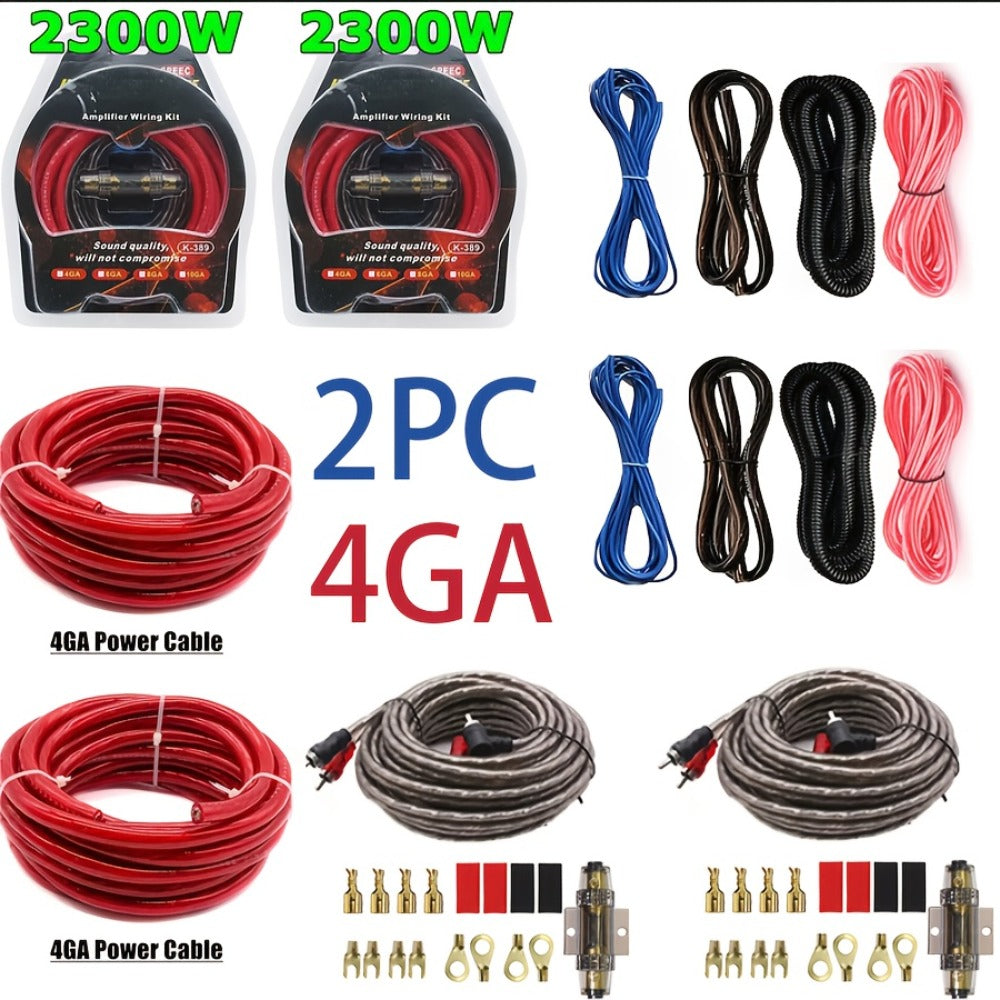 4 Gauge Amp Wiring Kit 2300W – Complete Car Audio Amplifier Install with RCA Cable, Subwoofer Wire, AGU Fuse Holder, Speaker & Remote Wire