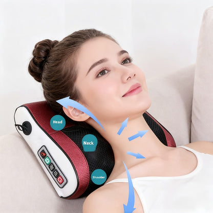 Shiatsu Neck & Back Massage Pillow – Bidirectional Rotating Deep Tissue Kneading Cervical Massager for Pain Relief