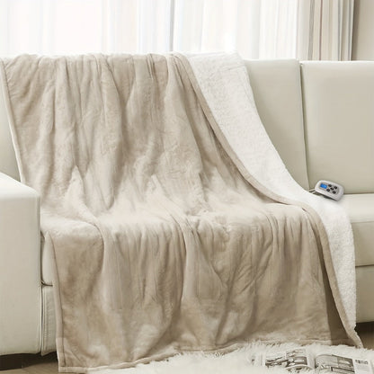 Dual Control Electric Heated Blanket with 10 Heat Levels - Auto Shutoff, Overheat Protection, Fast Heating
