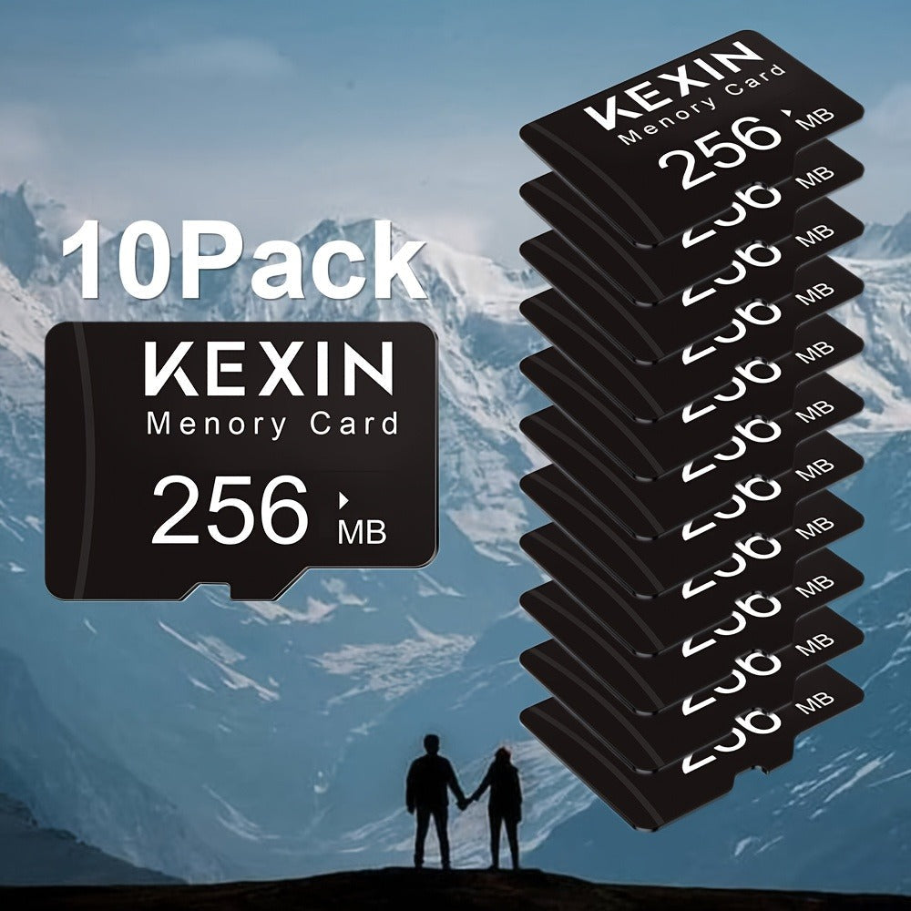256MB Micro SD Card 10 Pack with SD Adapter, KEXIN High Speed TF Memory Cards Bulk Set for Car Audio