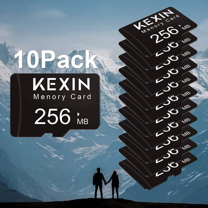 256MB Micro SD Card 10 Pack with SD Adapter, KEXIN High Speed TF Memory Cards Bulk Set for Car Audio
