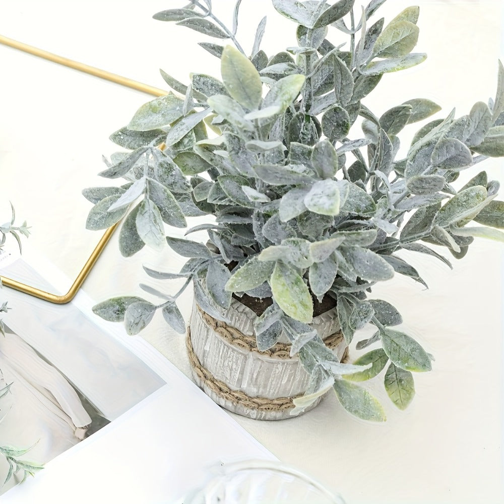 Mini Artificial Potted Plants 4 Pack, Realistic Fake Greenery in White Pots for Home, Office & Party Decor