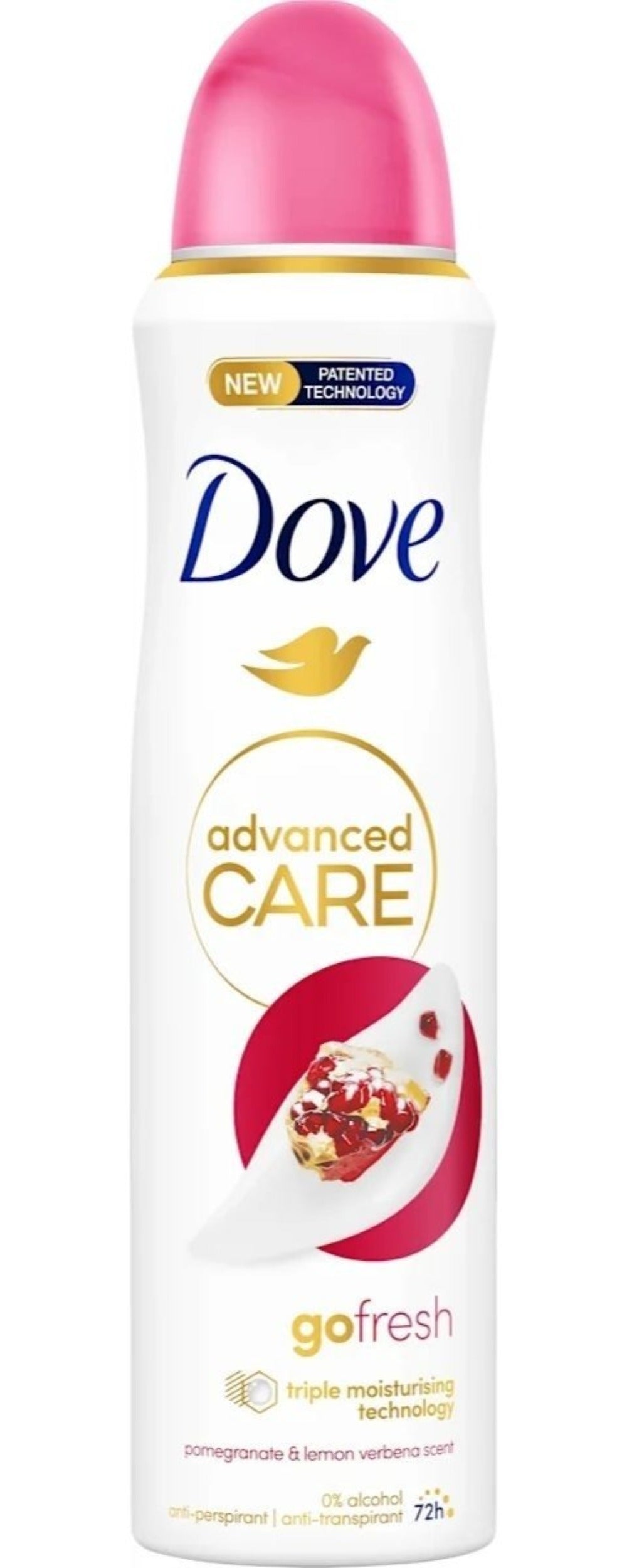 Pomegranate & Lemon Verbena Body Spray for Women Dove Go Fresh 150ml Long Lasting Freshness Quick Dry Invisible No White Marks Non-Sticky