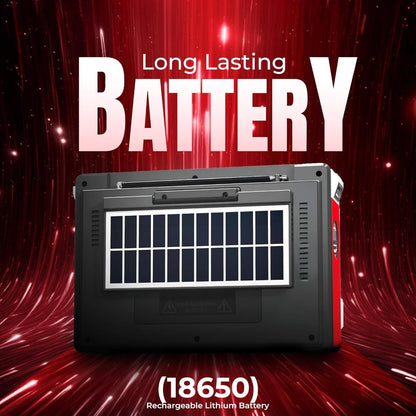 Solar Powered Bluetooth Radio Retro Portable AM FM SW with LED Flashlight, TF SD USB AUX MP3 Playback