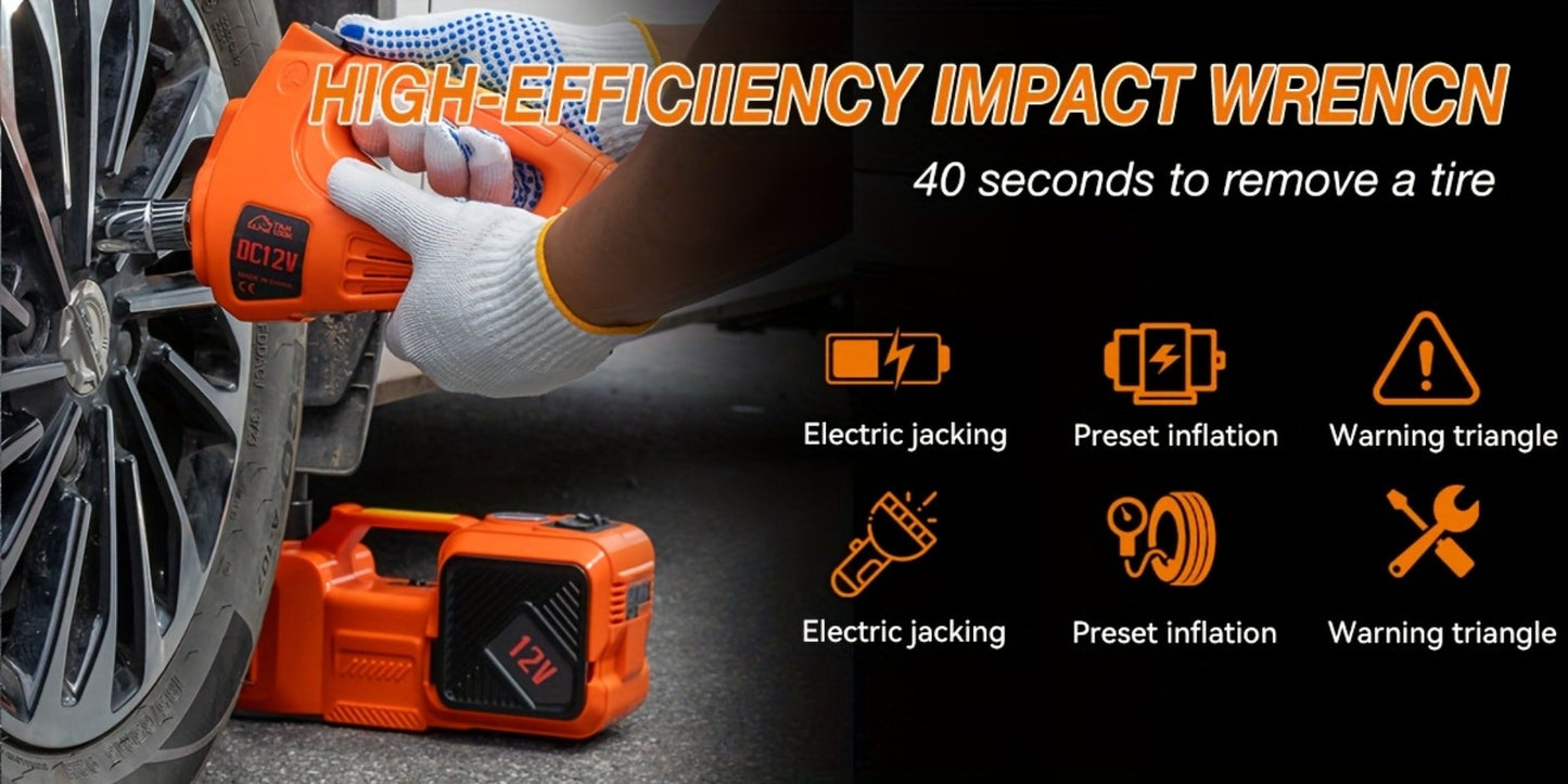 5 Ton Electric Hydraulic Car Jack with Built-in Air Pump – Portable Car Lift for SUV MPV Truck, Tire Replacement & Emergency Roadside Use