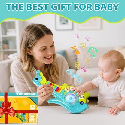 Educational Piano Guitar Toy for Toddlers 1-2 Years, Baby Musical Toy with Animal Sounds & Lights