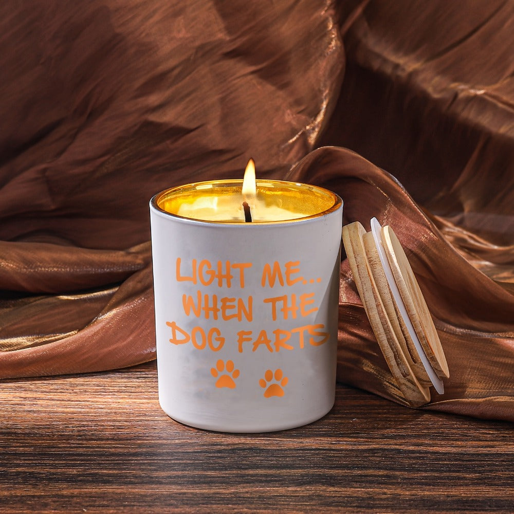 Funny Dog Mom Gift Lavender Scented Soy Wax Candle Engraved Glass Jar with Crystal 12Hr Burn for Everyday Face, Beard and Body Grooming