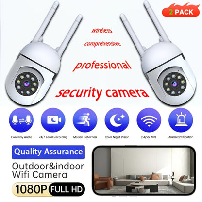 Indoor Security Camera 2-Pack with 355° Pan-Tilt, Dual-Band WiFi, Color Night Vision and SD or Cloud Storage