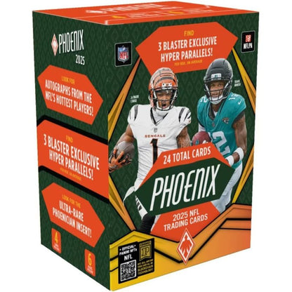 2025 Panini Phoenix Football NFL Blaster Box 24 Trading Cards Look for Autographs Hyper Parallels Phoenician Inserts 6 Toploaders