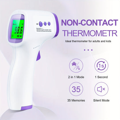 Non-Contact Forehead Thermometer Digital Infrared, 1-Second Instant Reading, Fever Alarm, 3-in-1 Forehead & Object Mode