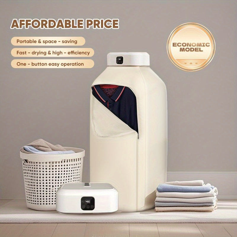Foldable Clothes Dryer Smart Touch Screen Two-Speed Control Timer Function with Dry Bag Quick Drying Compact Design for Apartments Dorms RVs