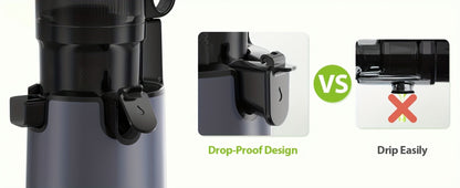 Cold Press Slow Juicer Machine with 5.3-Inch Large Feed Chute - High Juice Yield, Safety Lock, One-Click Cleaning