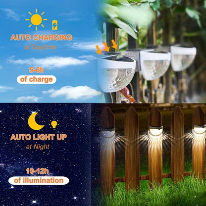Six-Piece Solar Wall Light Set with Fan-Beam Pattern, 9 x 6.5 x 5cm Black Shells and Two Light Colors