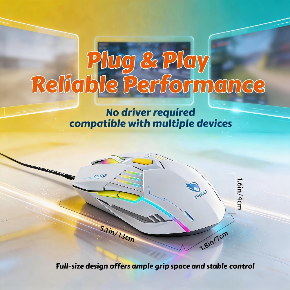Programmable RGB Gaming Mouse Wired Pro-Grade with Turbo Click Multi-Mode DPI Sensitivity Dynamic for an Everyday Personal Care Routine