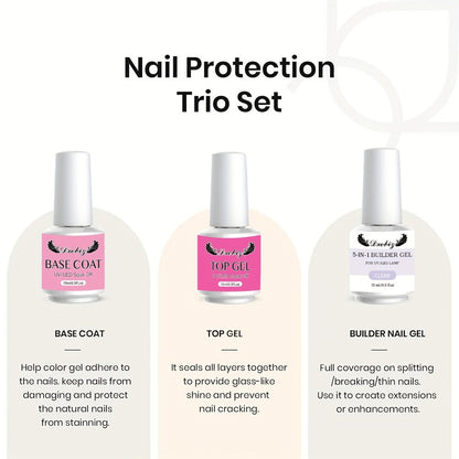 Builder Gel Nail Kit 5-in-1 Clear Nail Extension Gel Set – Primer Brush Repair Gel Nail Strengthening Overlay Kit 0.51oz