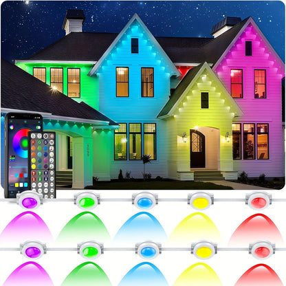 Permanent Eave Lights RGB Outdoor 200FT - Music Sync, Scene Modes, App Controlled Under Eave LED Lighting for House Exterior