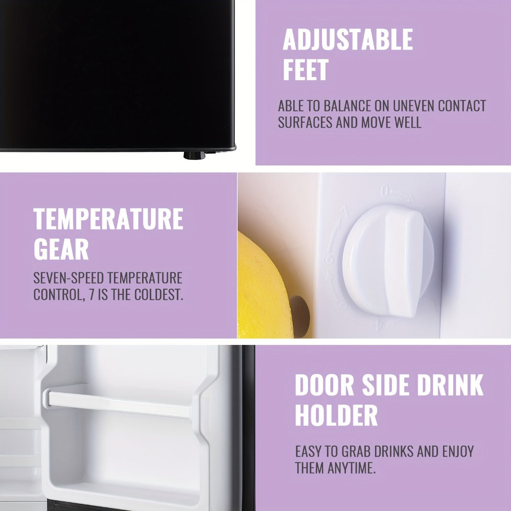 Mini Refrigerator with Freezer, 2.4 Cu Ft Double Door Small Fridge with Removable Shelves & Adjustable Feet