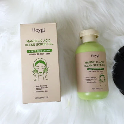 Mandelic Acid AHA Exfoliating Gel & Five-Finger Mud Scrubber Glove 2-Piece Set for Bath Time, Home Spa and Personal Care