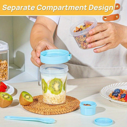 Yogurt Parfait Cups with Leakproof Lids and Spoons 4-Pack 27oz Large Microwave Safe Stackable Breakfast Containers Separate Toppings