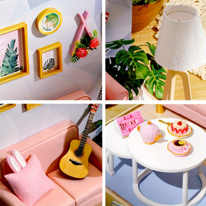 DIY Miniature Dollhouse Kit with Dust Cover Small, Mini House Model No Glue with the Listed Color, Size or Set Options for Everyday Use