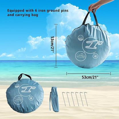 Pop-Up Beach Sun Shelter with 200 x 165 x 130 cm Interior, Six Stakes and Green or Blue Options