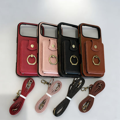 Phone Case Wallet with 2-3 Card Holder and Fold-Out Kickstand for Selected iPhone 12-16 Model Options