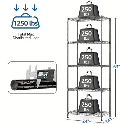 Metal Storage Shelving Unit Adjustable 4 5 Tier Steel Shelf Rack for Garage Kitchen Pantry Workshop Black Chrome MZG