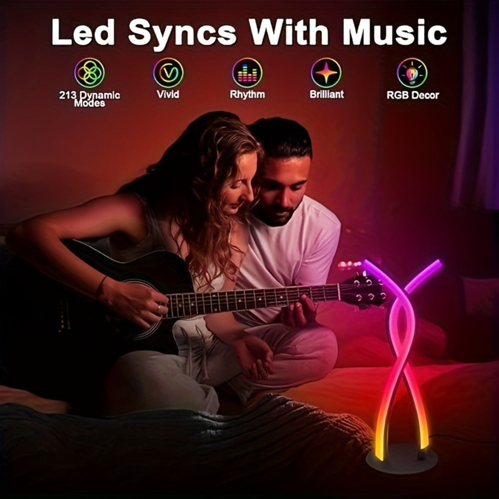 RGB Gaming Desk Lamp with App Control & Music Sync, 18-Key Remote, LED Light Bars, TV Backlight & Night Light