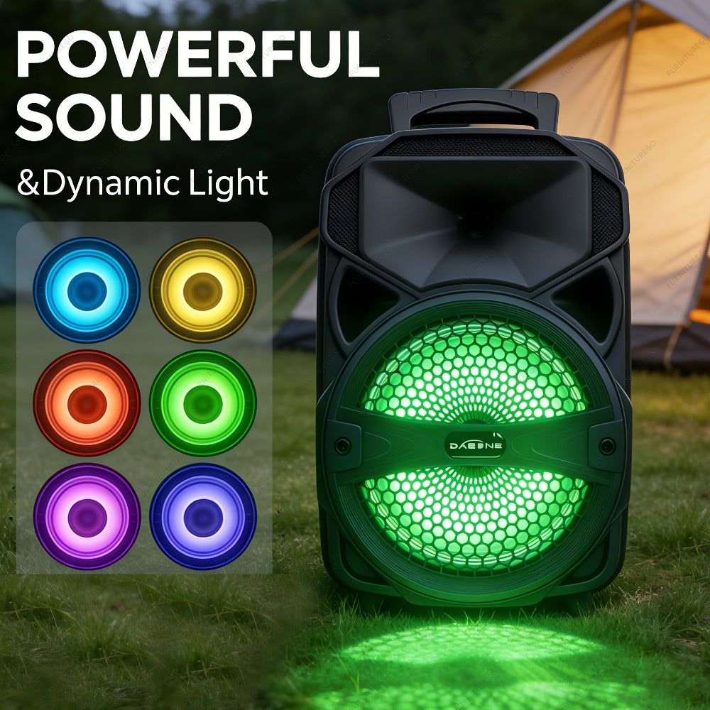 1000W Karaoke Machine with Wireless Bluetooth Party Speaker, 8-Inch Subwoofer, Loud Sound System