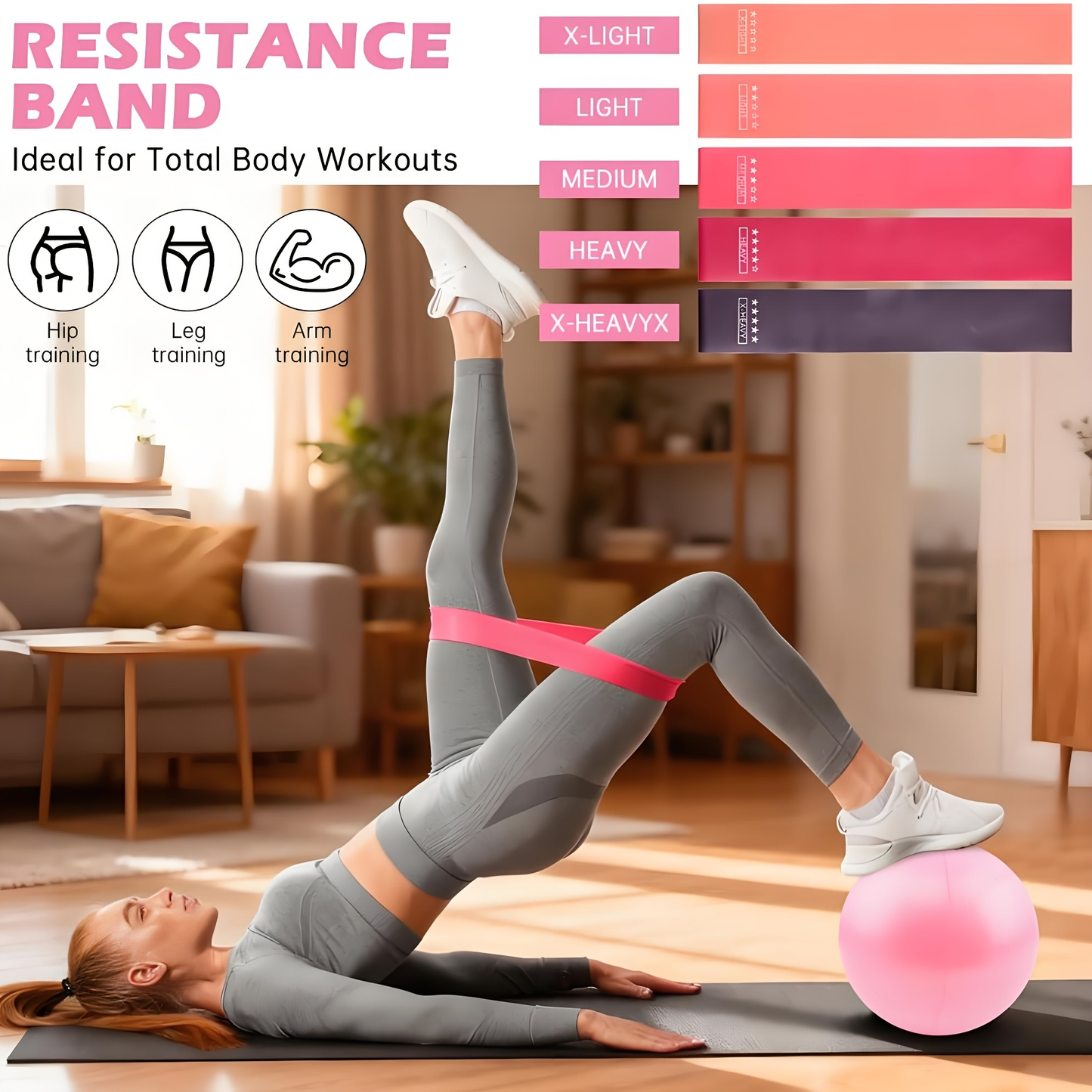 Pilates Set for Women 14-Piece – Includes 13-Inch Pilates Ring, 9-Inch Yoga Ball, 5 Resistance Bands & Hip Thrust Bands