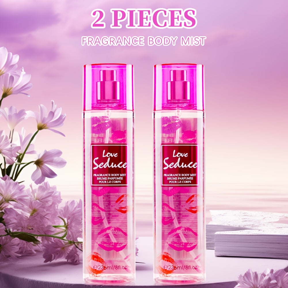 Body & Hair Fragrance Mist for Women 2PCS Set - Perfume Spray 8 fl oz, Fruity Floral Scents Peach Pear Cherry Blossom