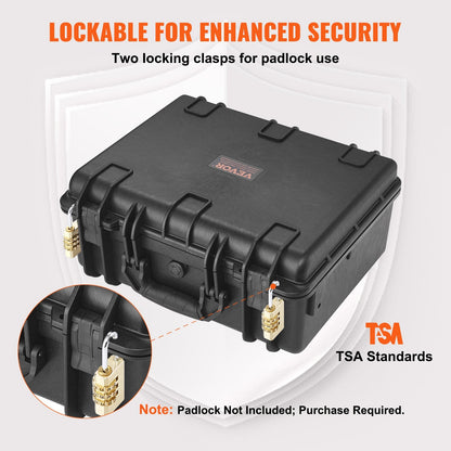 Hard Pistol Case IP67 Waterproof – TSA Approved Lockable Handgun Case with XPE Pre-Cut Foam Lining, Pressure Release Valve & Dual Padlock