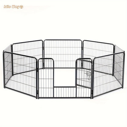 Metal Dog Playpen with Door DIY 8 or 16 Panel Foldable Pet Pen for Small Medium Large Dogs Puppies Easy Assemble Indoor Outdoor Use 24 32 40
