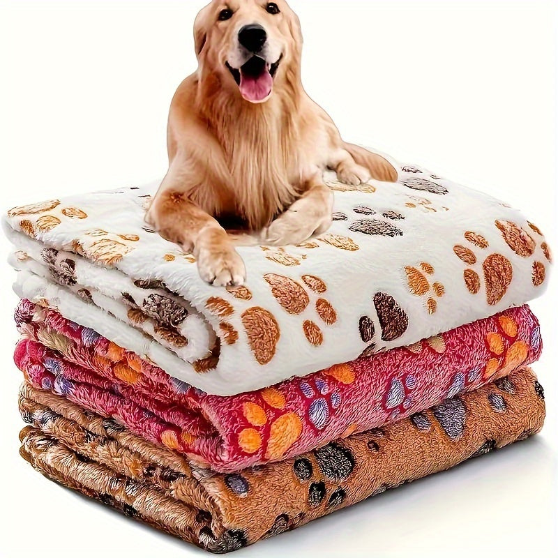 Pet Blanket 3 Pack – Super Soft Fleece Flannel Throw for Dogs Cats Puppies, Cute Paw Bone Elephant Dot Patterns, Small Medium Large Sizes