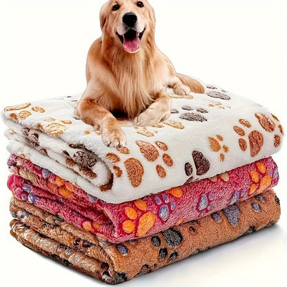 Pet Blanket 3 Pack – Super Soft Fleece Flannel Throw for Dogs Cats Puppies, Cute Paw Bone Elephant Dot Patterns, Small Medium Large Sizes