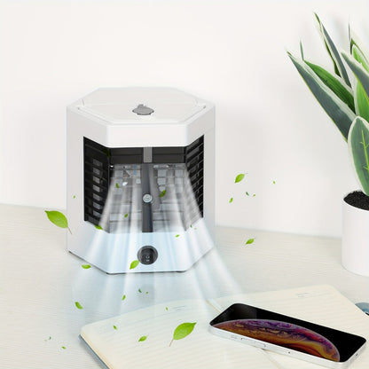 Portable Ice Cooler Fan, Mini Personal Air Conditioner with Water Ice Cooling, Anti-Leak Design & Replaceable Filter