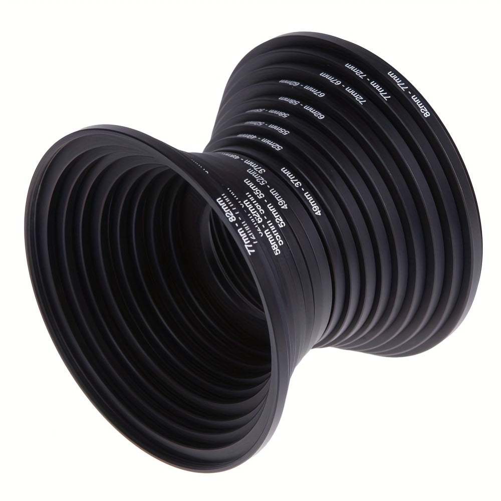 Step-Up Step-Down Lens Filter Adapter Rings 18pcs Set for DSLR Camera 37-82mm Aluminum Alloy Filter Ring Kit Compatible with Canon Nikon