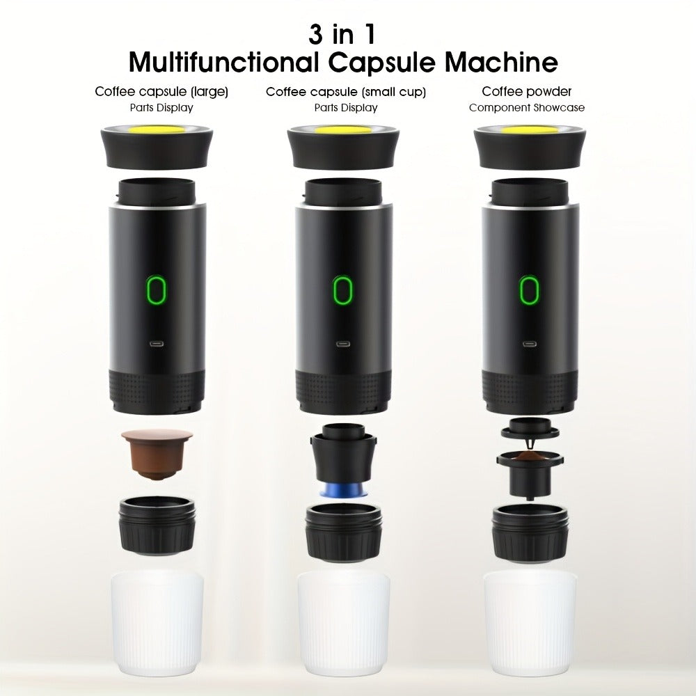 Portable Capsule Coffee Machine USB Rechargeable One-Touch Brewing Compact Espresso Maker for Bath Time, Home Spa and Personal Care