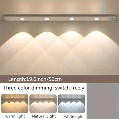 Motion Sensor Cabinet LED Strip Light USB Rechargeable 1400mAh - 3 Color Dimmable Wireless for Home Cooking, Dining and Outdoor Meals