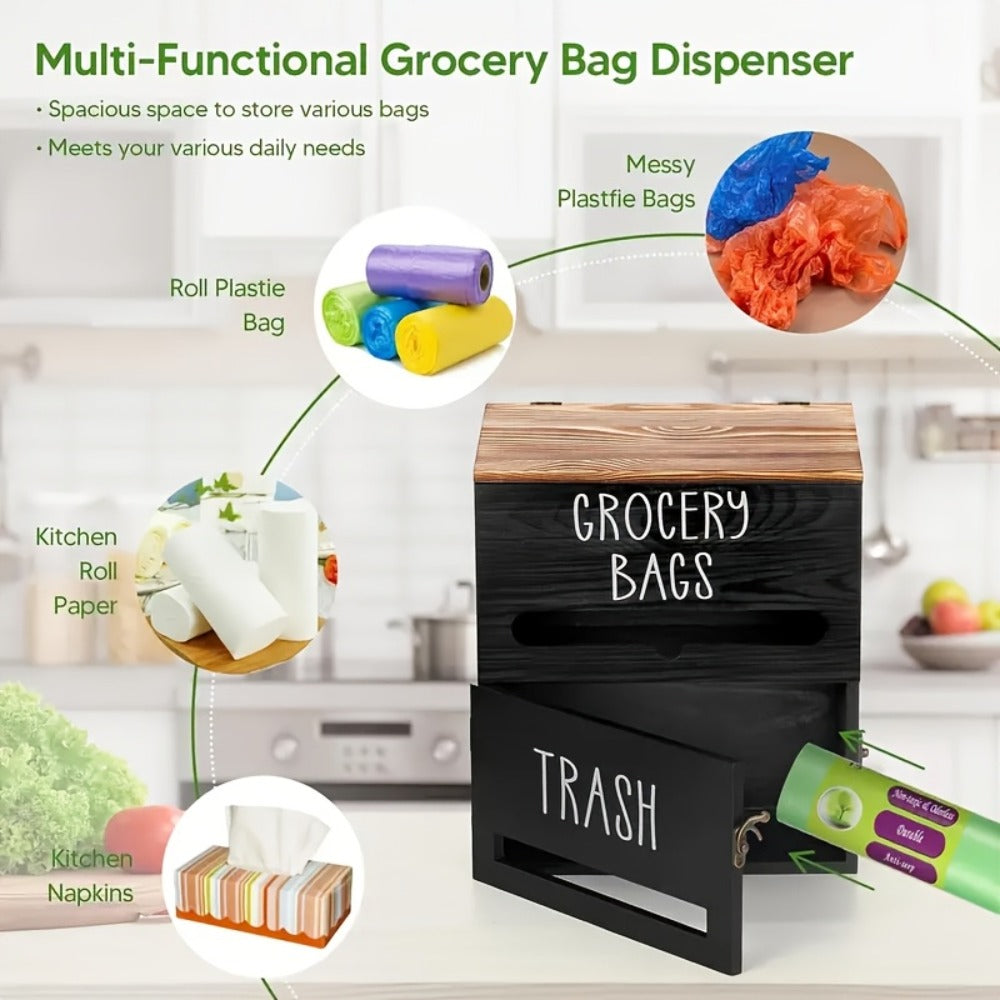 Garbage Bag Dispenser Kitchen Organizer Wall-Mount or Under-Sink Rack in Single or Dual Compartments