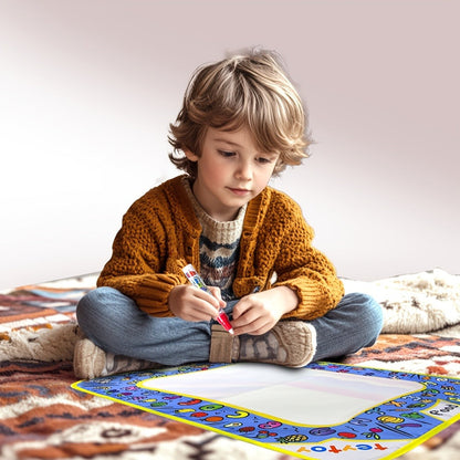 Reusable Water Doodle Mat for Kids with 2 Water Pens, Large Size Mess-Free Drawing Pad, Educational Art Toy