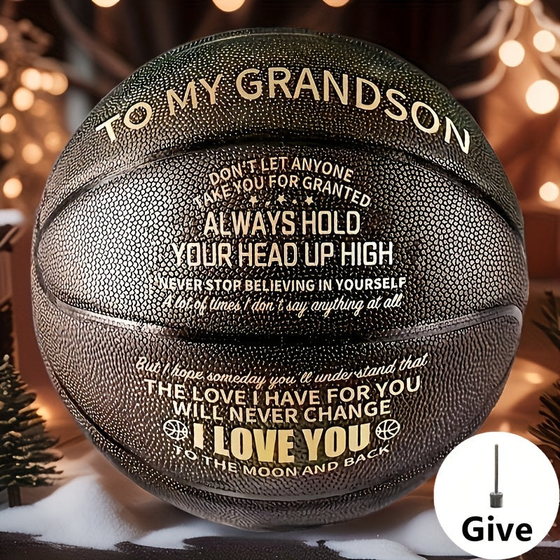 Personalized Basketball Gift for Son & Grandson Standard Size with Pump To My Son To My Grandson Heartfelt Message Sports Birthday Christmas