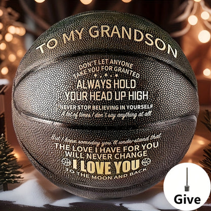 Personalized Basketball Gift for Son & Grandson Standard Size with Pump To My Son To My Grandson Heartfelt Message Sports Birthday Christmas