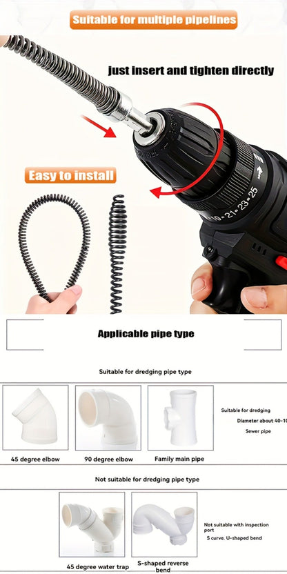 Drain Snake Pipe Unclogger 59 Inch Flexible Hair Clog Remover Tool for Sink, Toilet & Bathroom Drain