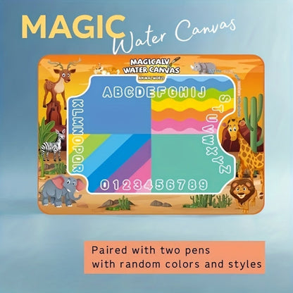 Water Canvas Drawing Mat for Kids Reusable Mess-Free – Magical Paint with Water Art Toy 80x60cm Ocean Animal Designs Screen-Free Creative